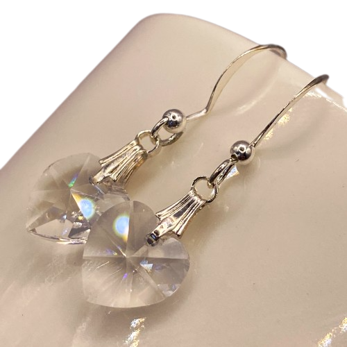 APRIL Vintage Swarovski Birthstone Heart Earrings