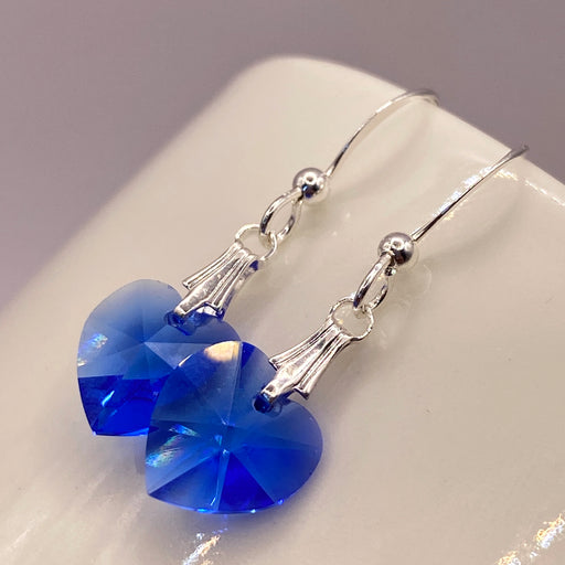 SEPTEMBER Vintage Swarovski Birthstone Heart Earrings | Jupiter Crystal