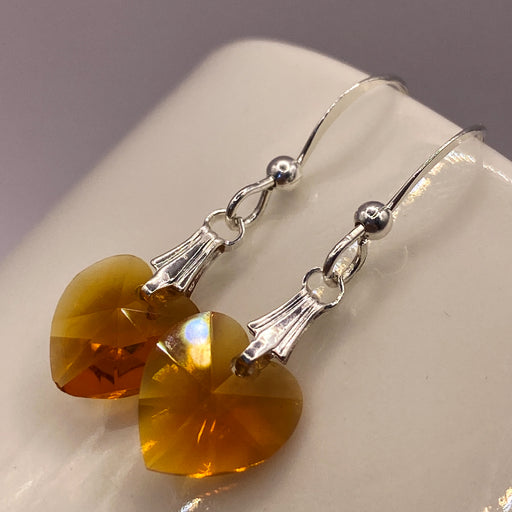 NOVEMBER Vintage Swarovski Birthstone Heart Earrings | Jupiter Crystal