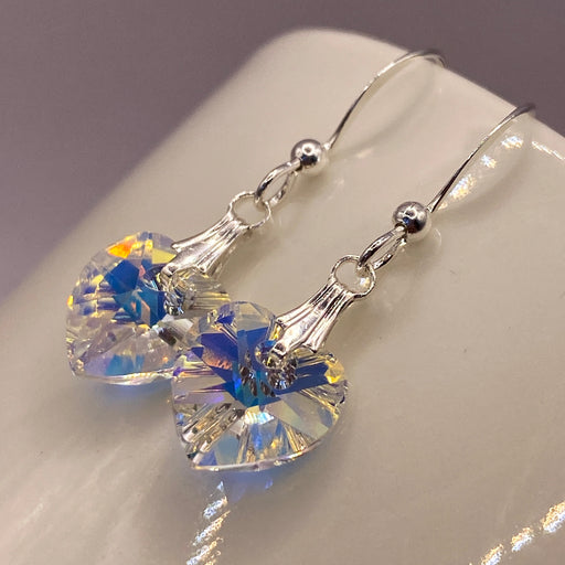 OCTOBER Vintage Swarovski Birthstone Heart Earrings | Jupiter Crystal