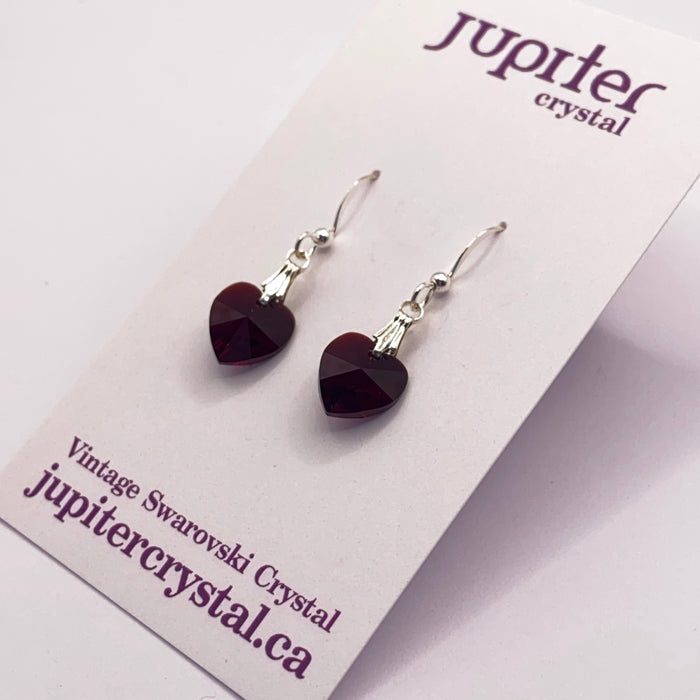 FEBRUARY Vintage Swarovski Birthstone Heart Earrings