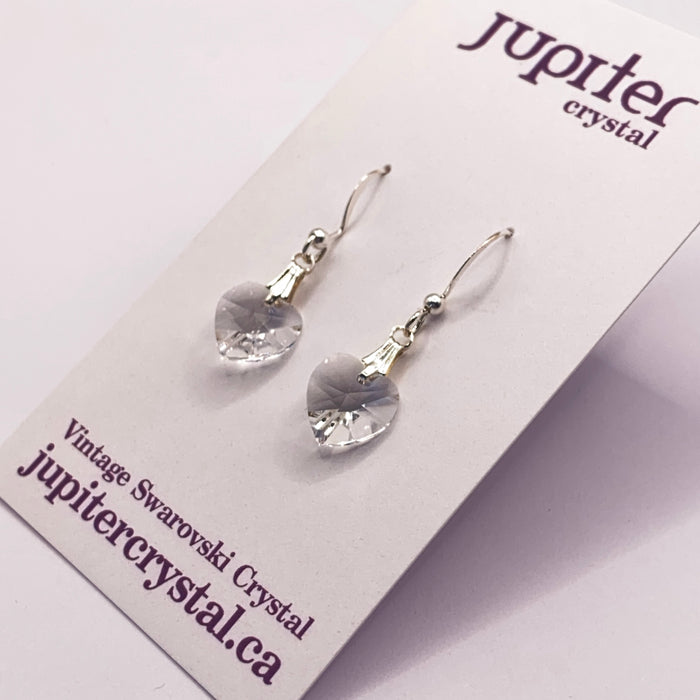 APRIL Vintage Swarovski Birthstone Heart Earrings