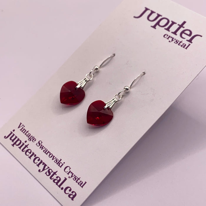 JULY Vintage Swarovski Birthstone Heart Earrings