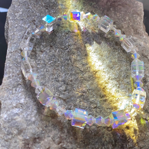 Vintage Swarovski AURORA BOREALIS Cube Stretch Bracelet 2036 | Jupiter Crystal