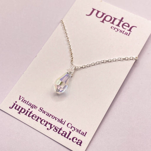 Vintage Swarovski AURORA BOREALIS Drop Pendant Silver | Jupiter Crystal