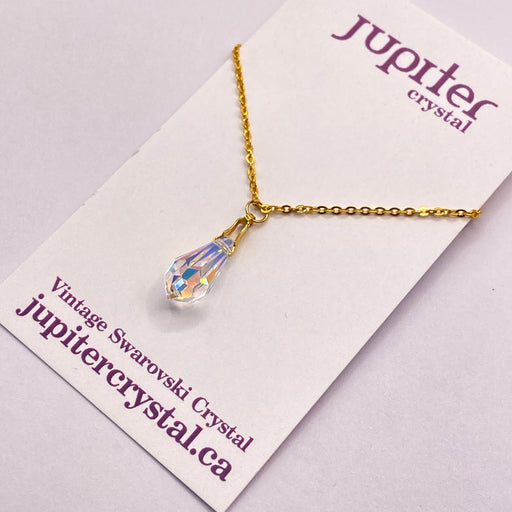 Vintage Swarovski AURORA BOREALIS Drop Pendant Gold | Jupiter Crystal