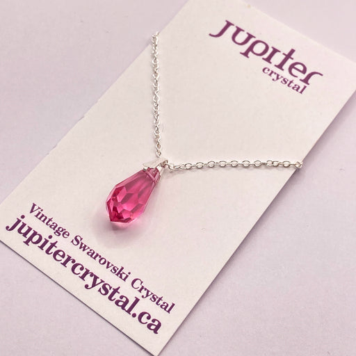 Vintage Swarovski ROSE Drop Pendant Silver | Jupiter Crystal