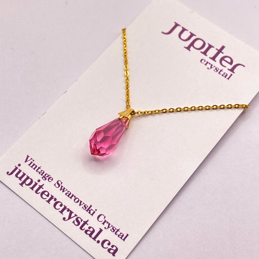 Vintage Swarovski ROSE Drop Pendant  Gold | Jupiter Crystal