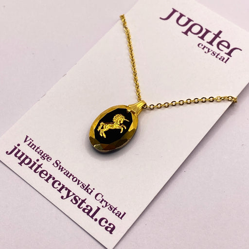 Vintage GOLDEN BLACK Unicorn Pendant  Gold | Jupiter Crystal