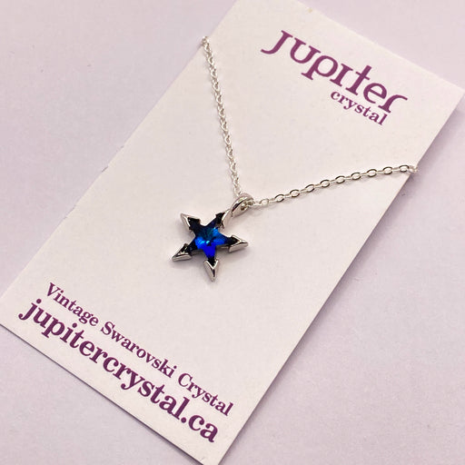 Vintage Swarovski BERMUDA BLUE Mini Star Pendant Silver | Jupiter Crystal